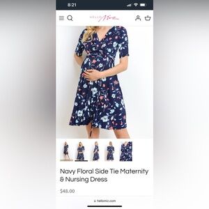 Hello Miz Navy Floral Maternity Dress L